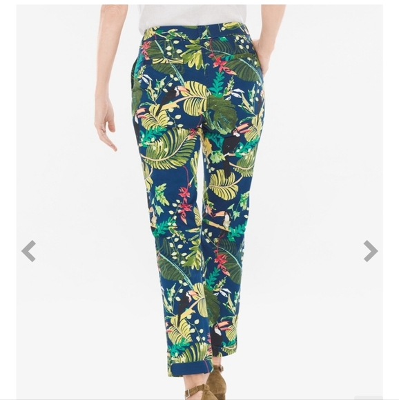 nwt CHICO'S comfort waist luxe tropical cuffed pant 1 ankle length trouser 8/M - Picture 2 of 11